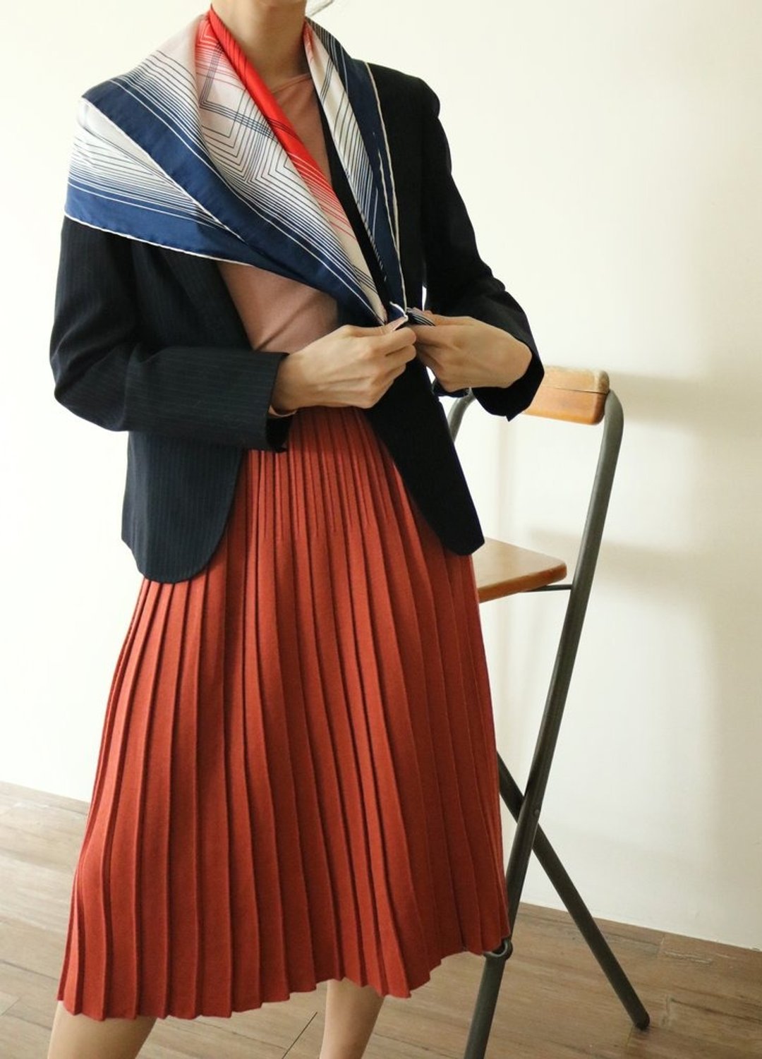 Tricolor Scarf {Vintage} - 丝巾 - 丝．绢 白色