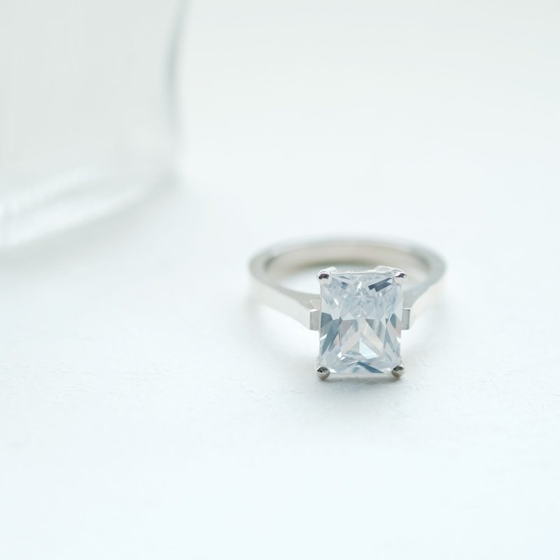 White Square Ring 925纯银 - 戒指 - 其他金属 绿色