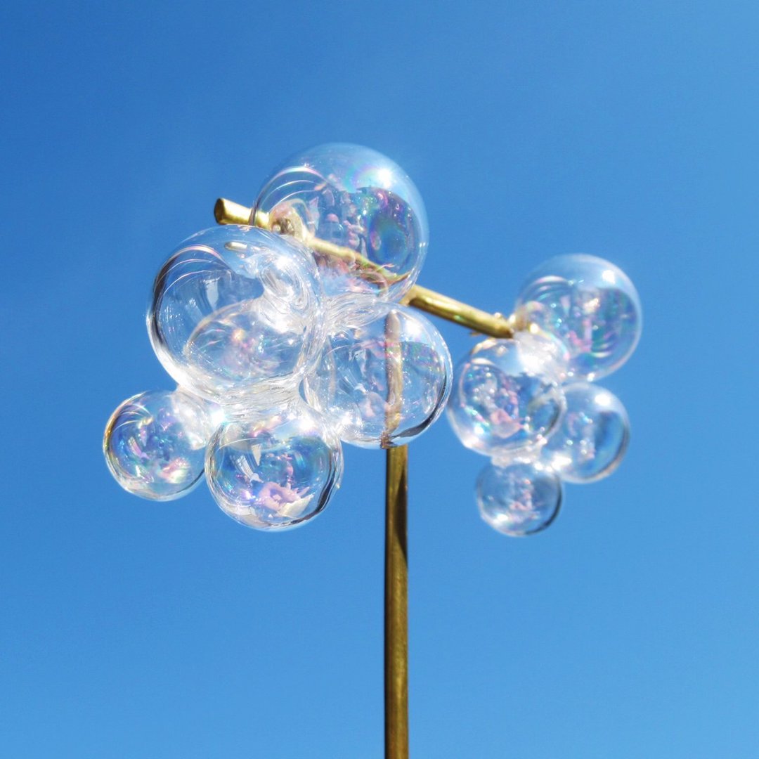 Lots of soap bubbles - 耳环/耳夹 - 玻璃 透明