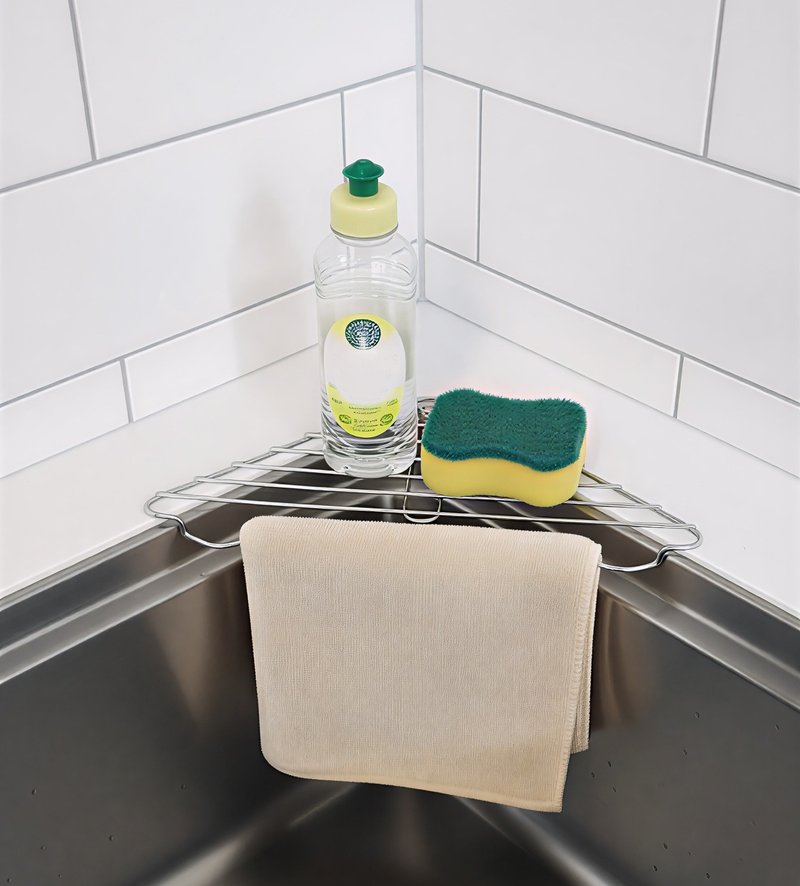 不锈钢转角沥水网 厨房架 洗碗精架 菜瓜布架　杯架 小物架 - 置物架/篮子 - 不锈钢 银色