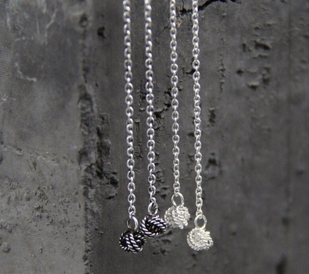 925 Sterling Silver Handmade Knitted Balls Tassel Earrings Long Chains Ear Lines - 耳环/耳夹 - 纯银 银色