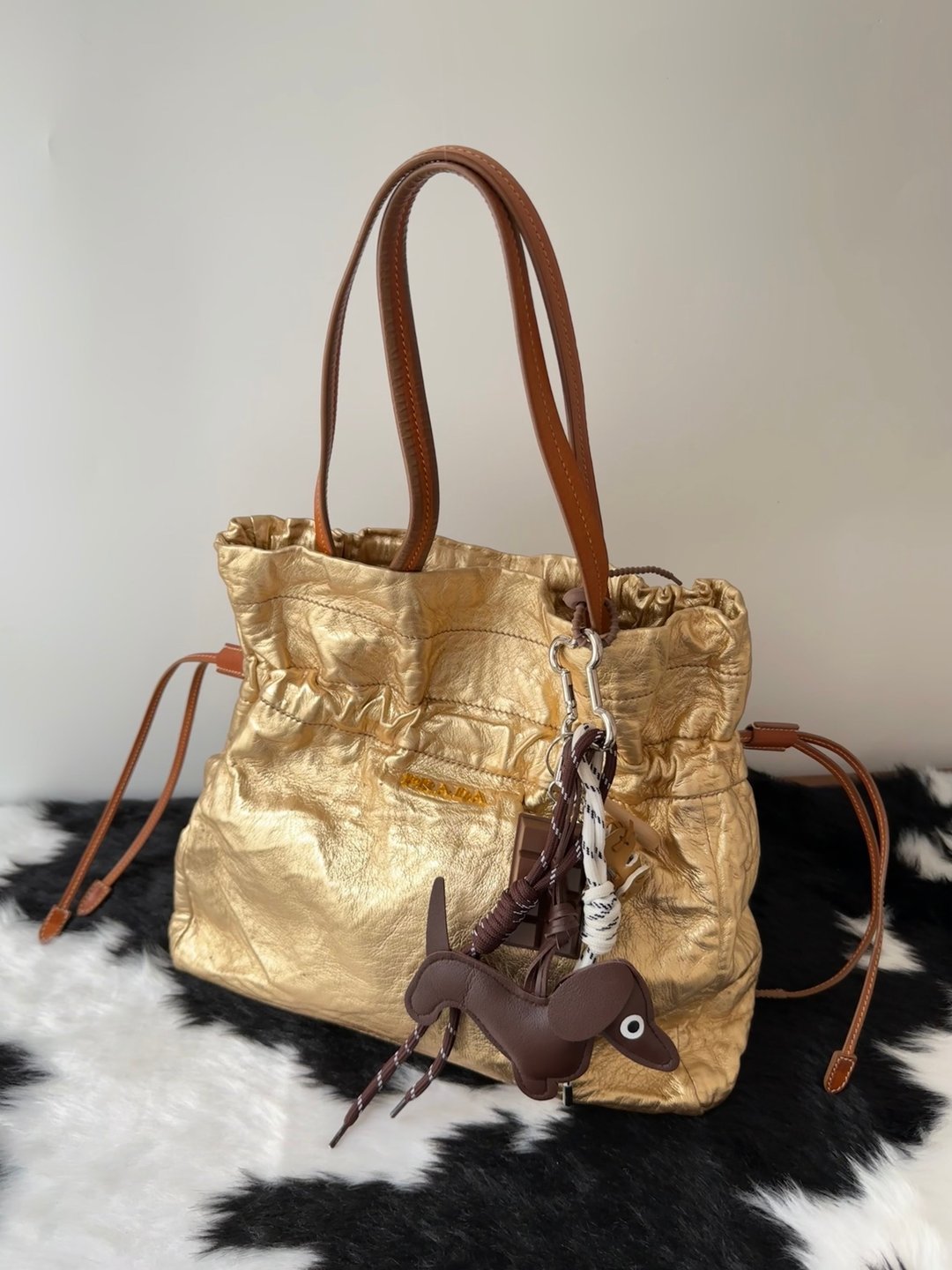 中古包 Prada 普拉达 19 金色皮革托特包 - 手提包/手提袋 - 真皮 金色