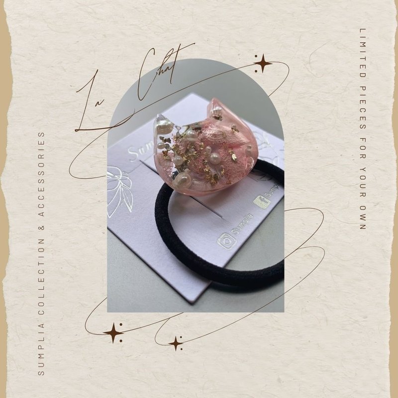 手制饰品-干花发圈-日系-珍珠- La Chat - 发带/发箍 - 其他材质 透明