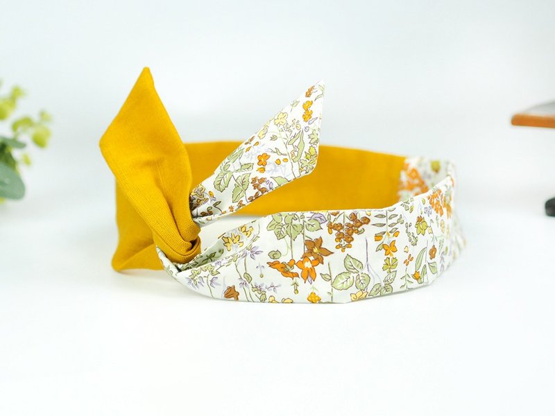 小牛村 手工发饰 铝线发带 拼接 花朵 清新 礼物【河畔花】AH-35 - 发饰 - 棉．麻 黄色