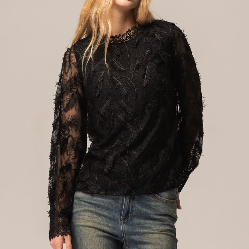 羽毛飘飘微高领上衣   黑 - 女装上衣 - 聚酯纤维 黑色