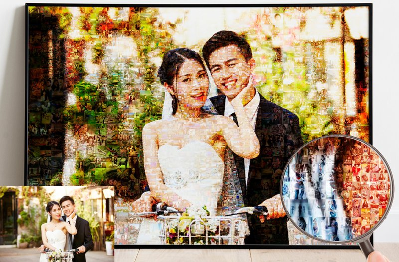 Photomosaic - 婚礼打印婚礼拼贴艺术打印个性化婚礼照片 - 海报/装饰画/版画 - 其他材质 