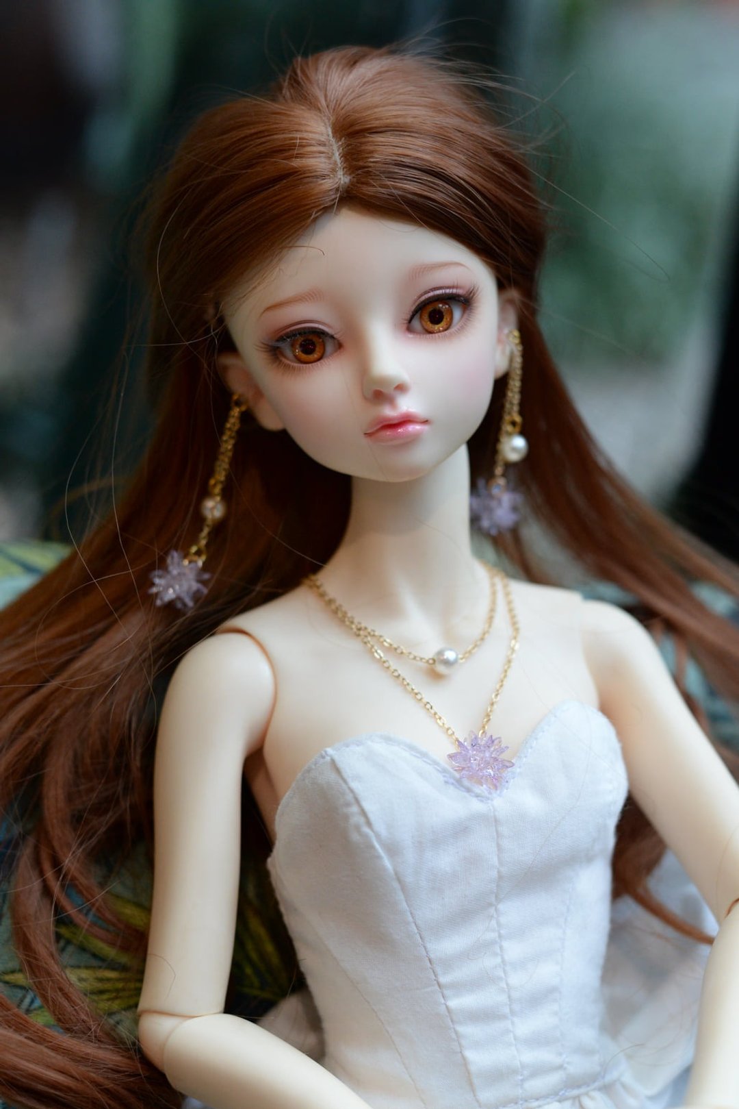 Accessories for doll Bjd DD 1/3  necklace & earring - 玩偶/公仔 - 其他金属 紫色
