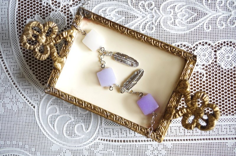 [Made-to-order] Square glass bracelet, lavender - 手链/手环 - 玻璃 紫色