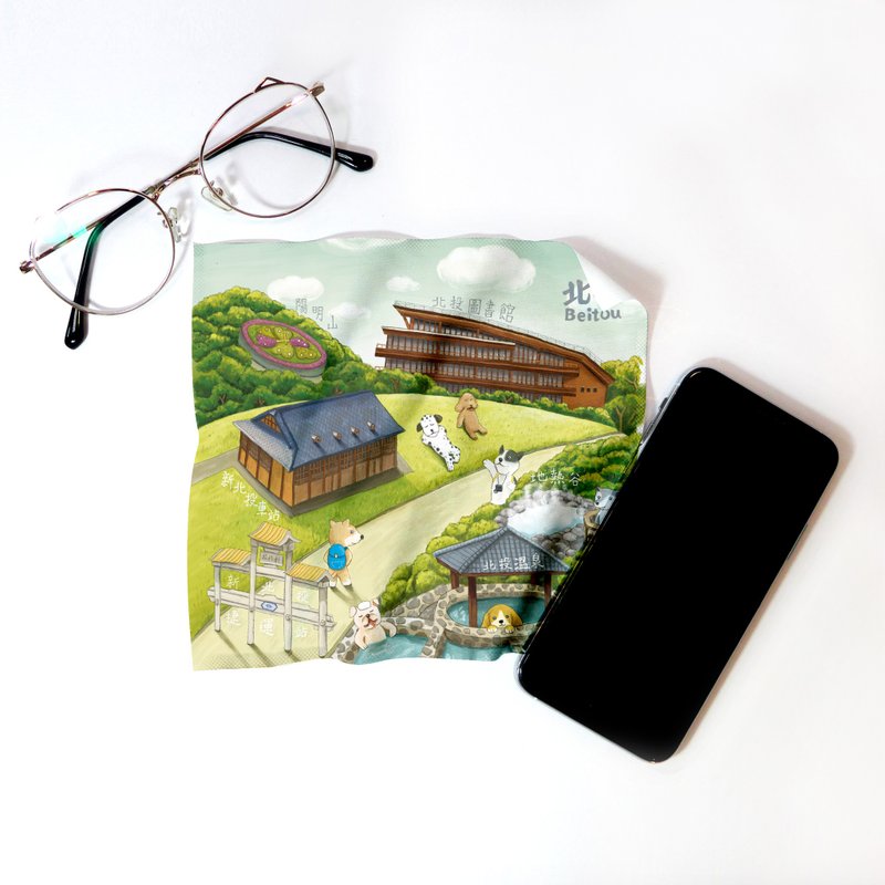 【布漾】印花万用布 狗狗游北投 超细纤维=手机=平板=笔电=原创 - 眼镜盒/眼镜布 - 其他材质 多色