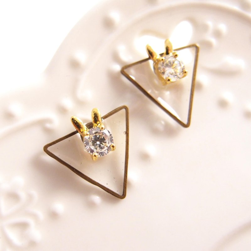 小兔子别乱跳 x 夹式耳环 不锈钢耳针 硅胶耳针 - 耳环/耳夹 - 宝石 金色