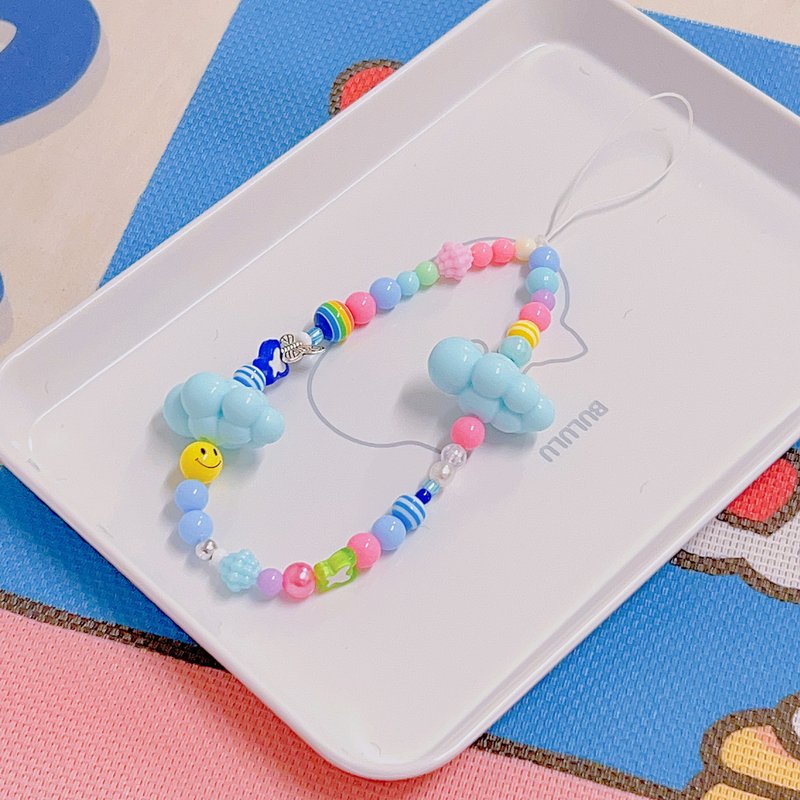 串珠手机绳 Sky blue clouds - 挂绳/吊绳 - 塑料 