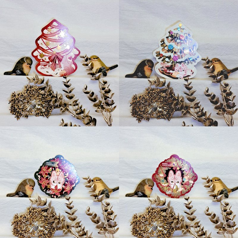 【圣诞造型卡】花圈圣诞树 - 卡片/明信片 - 纸 