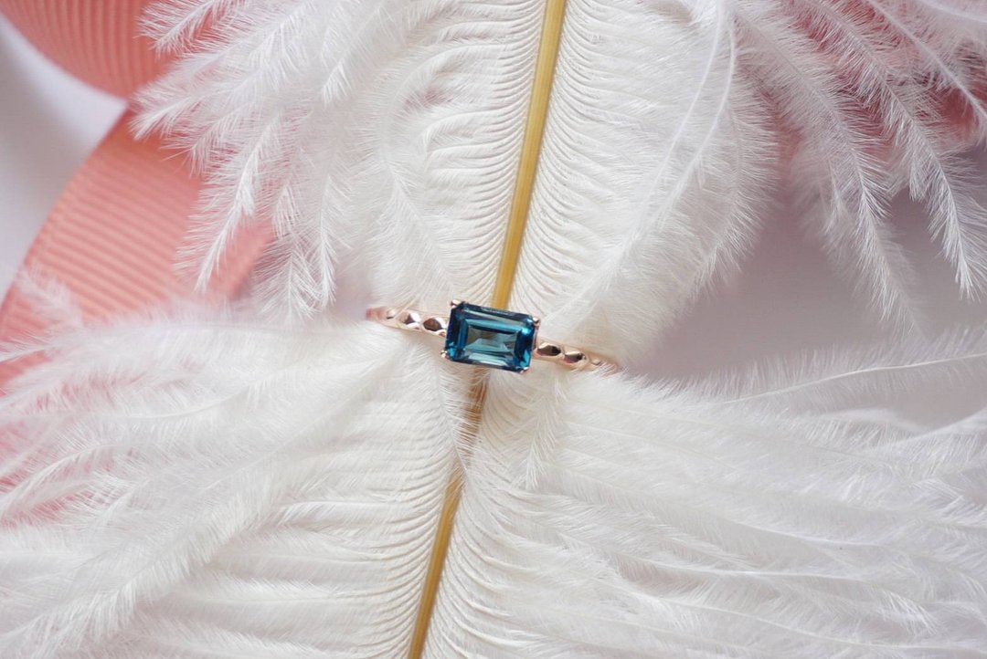 Natural London Topaz Silver Ring925, promise rings - 戒指 - 纯银 蓝色