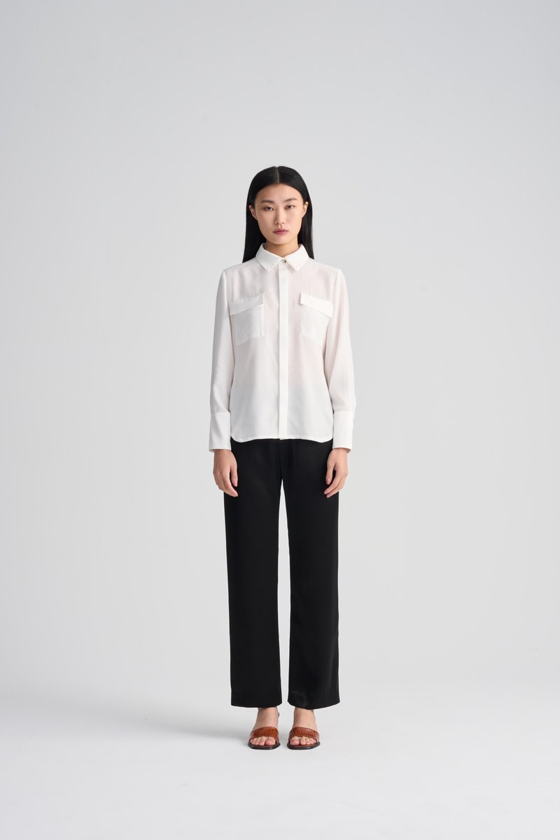 Shan Yong 双盖袋长袖衬衫(两色) - 女装衬衫 - 其他材质 