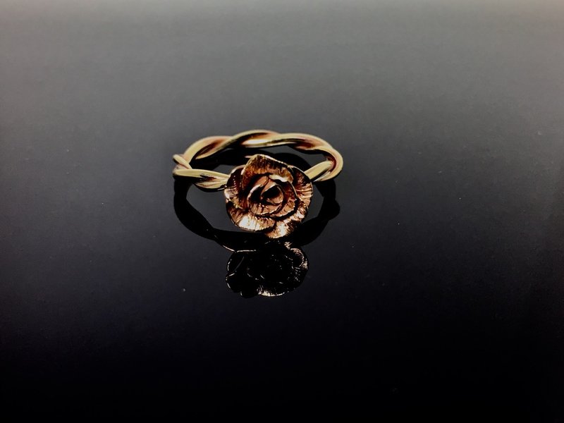 AJEOSSI【手工×定制×DIY】黄铜、红铜x玫瑰戒指 - 戒指 - 铜/黄铜 金色