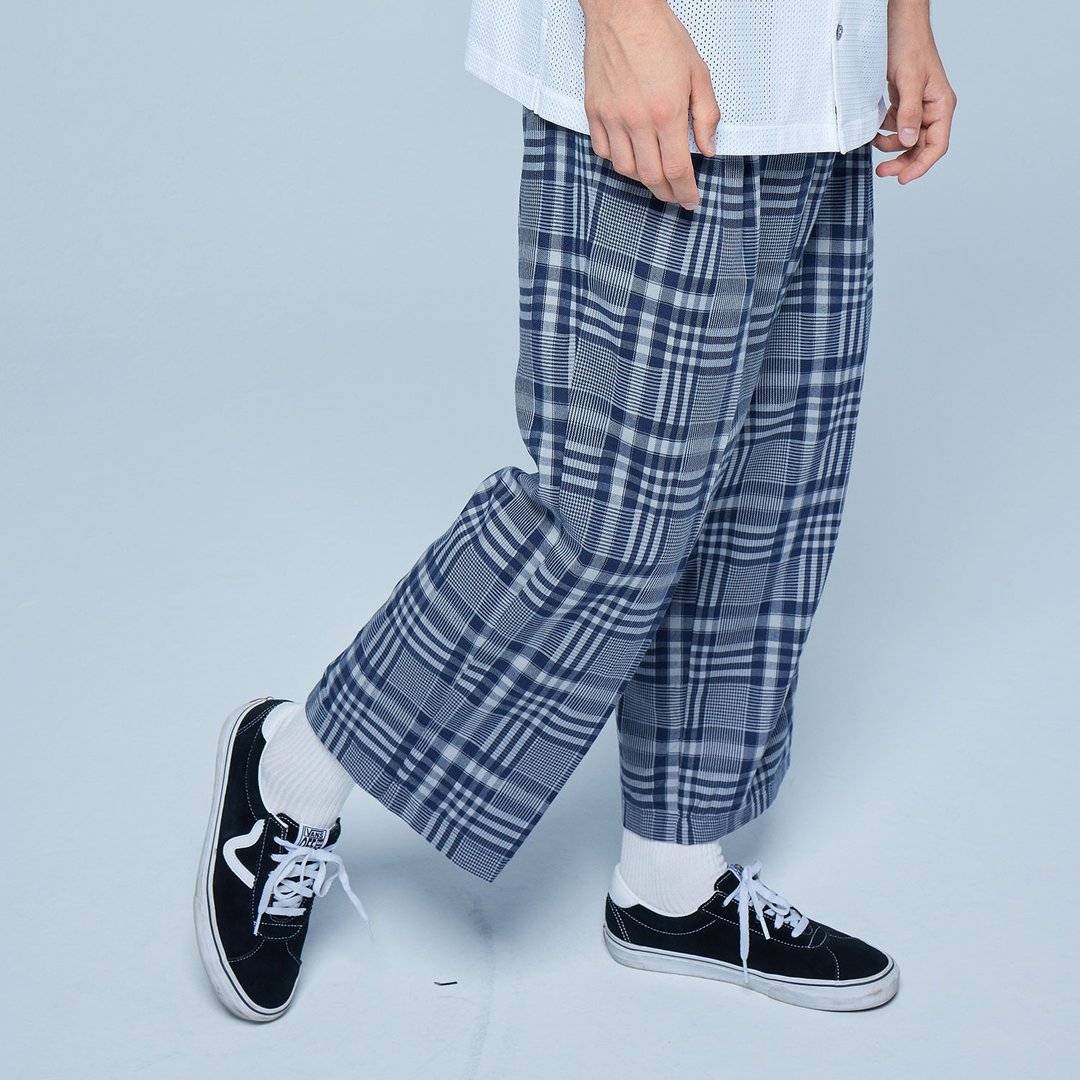 Stone'As Wild Cropped Pants / 格纹及踝宽裤 - 男士长裤 - 其他材质 蓝色