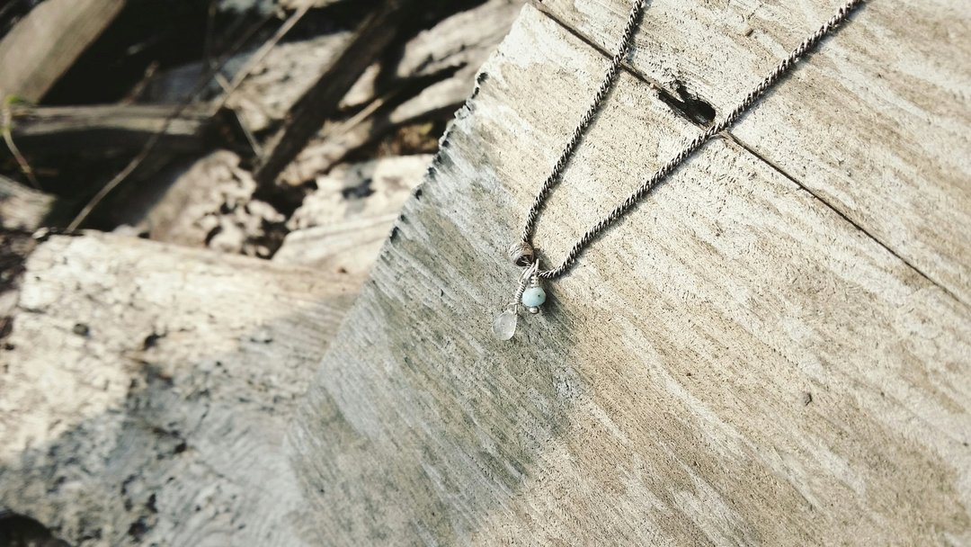 剪一段朝露 ｜颈链 Silver Larimar Tourmaline 纯银 拉利玛 碧玺 - 项链 - 宝石 黑色
