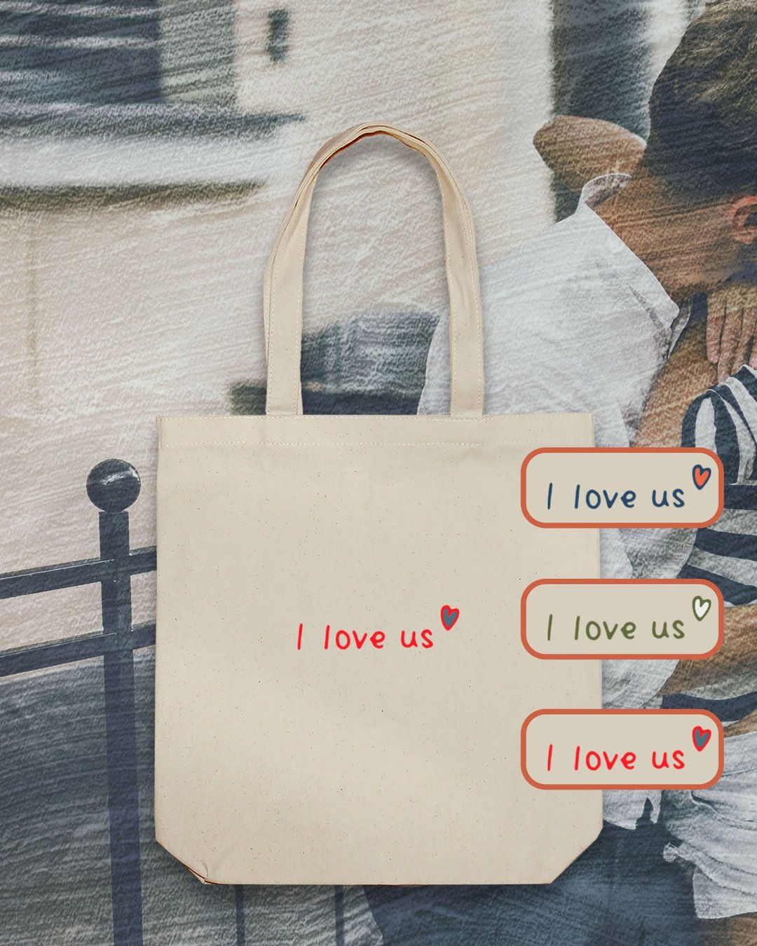 I Love Us 情侣装 Couple 直式侧背包-2 休闲 定制 - 侧背包/斜挎包 - 棉 多色
