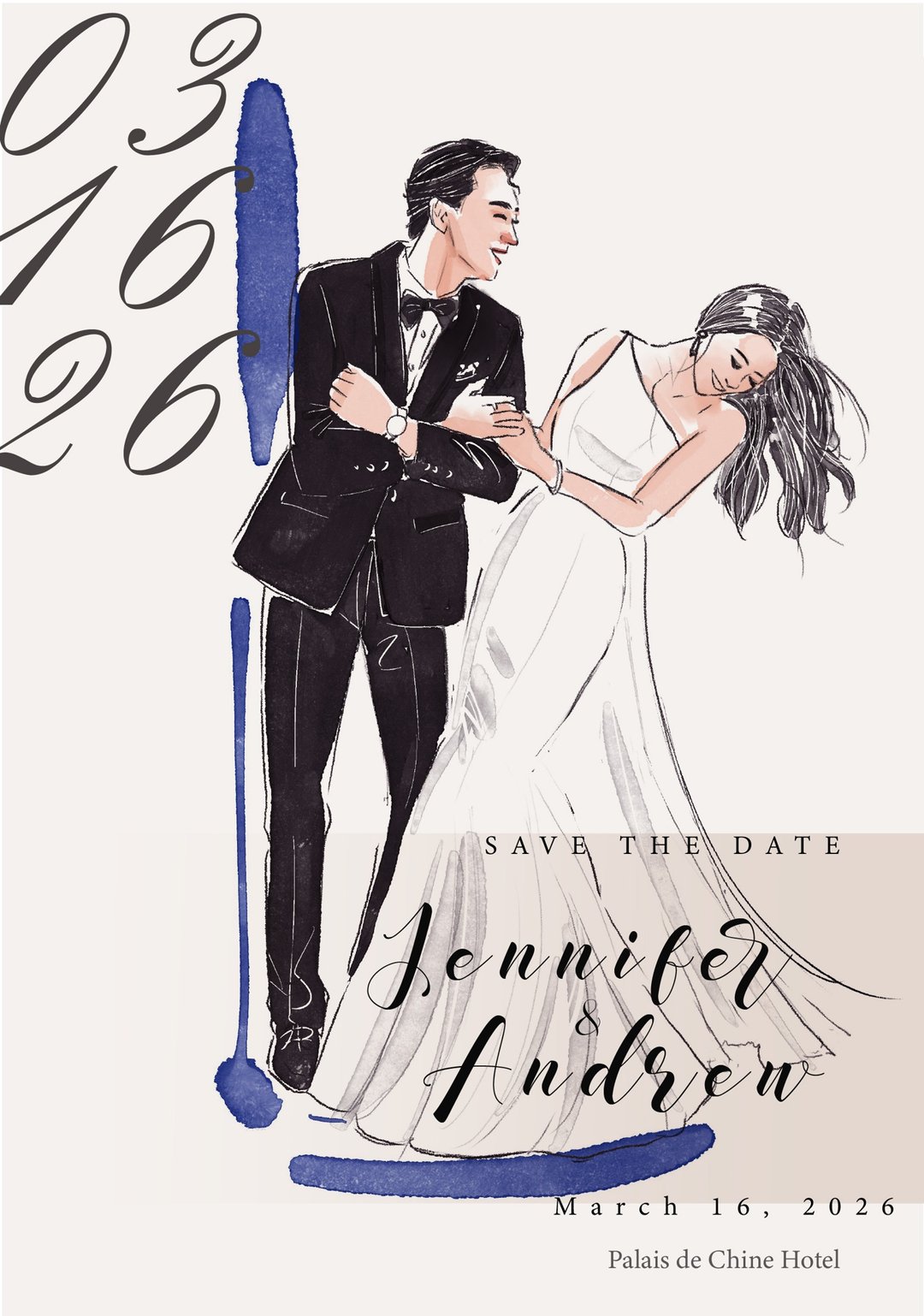 似颜绘婚卡设计  定制 Save the Date 喜帖插画 - 订制画像 - 其他材质 