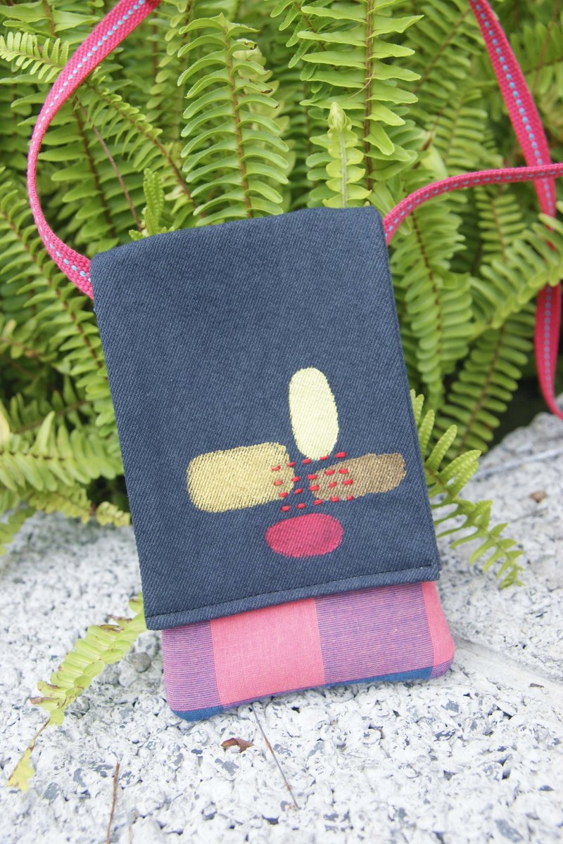 水洗牛仔几何斜背 手机  眼镜  包 - 侧背包/斜挎包 - 棉．麻 