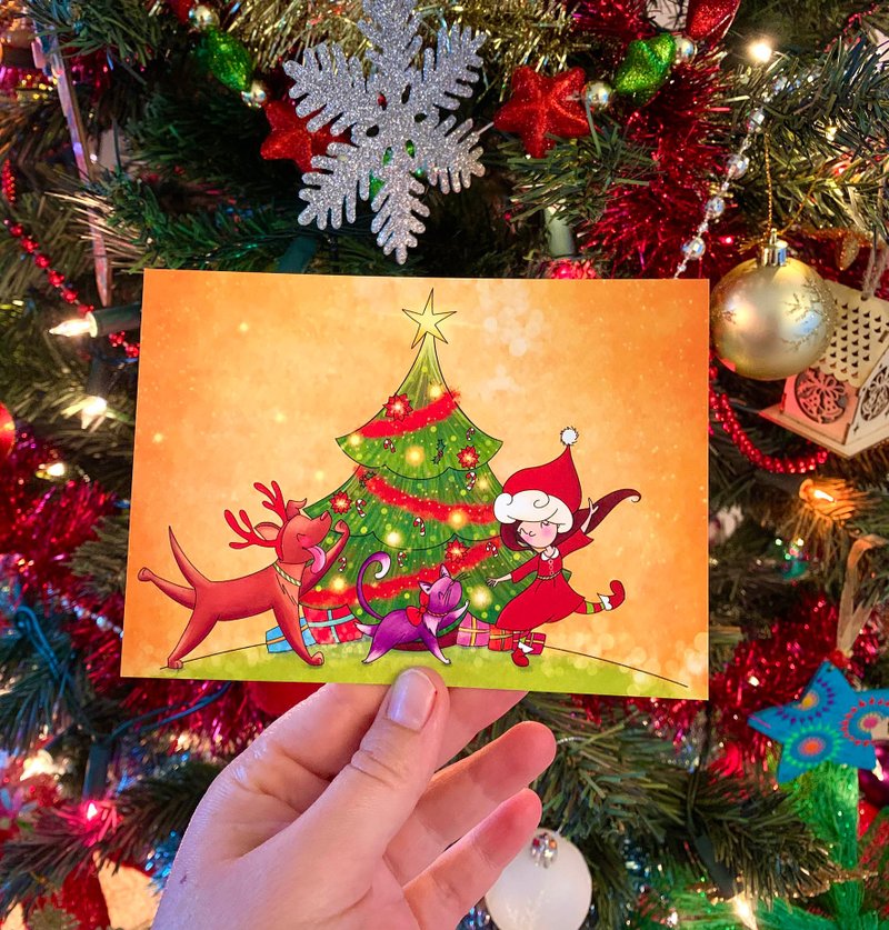 Rocking around the Christmas tree 明信片 - 卡片/明信片 - 纸 橘色