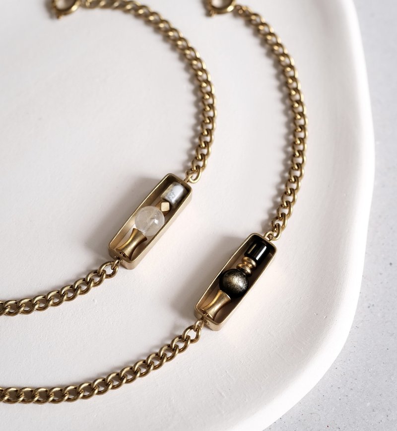 【手链】光阴流沙/黄铜/天然石 - 手链/手环 - 石头 