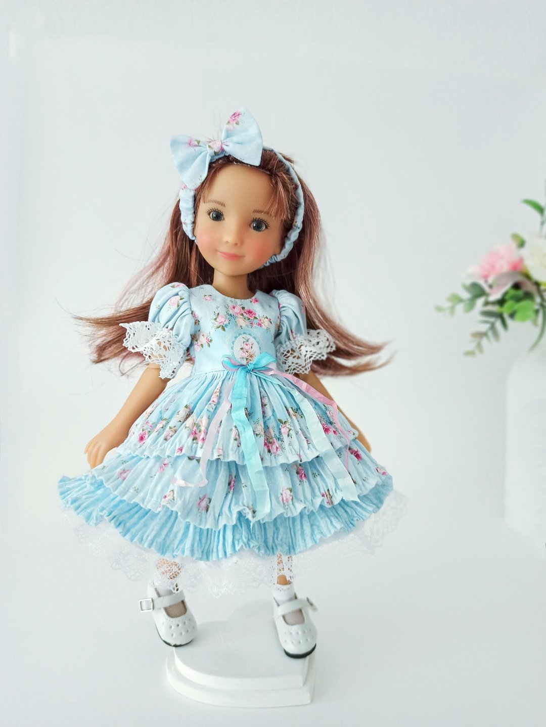 Layered dress + hair band + panties and socks for Ruby red Siblies dolls - 玩具/玩偶 - 棉 