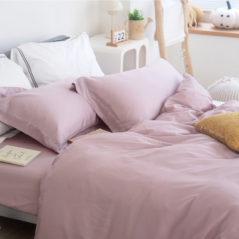 【OLIVIA 】DR9000干燥玫瑰粉Pure100支天丝 床包枕套组/床包被套 - 寝具 - 环保材料 