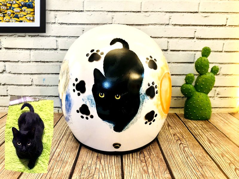 手绘疯 手绘 狗狗 猫猫 安全帽 彩绘 纪念 礼物 生日 情人节 - 订制画像 - 其他材质 多色