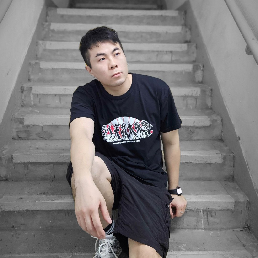 别人笑我太疯癫 - T-Shirt - 男装上衣/T 恤 - 棉 黑色