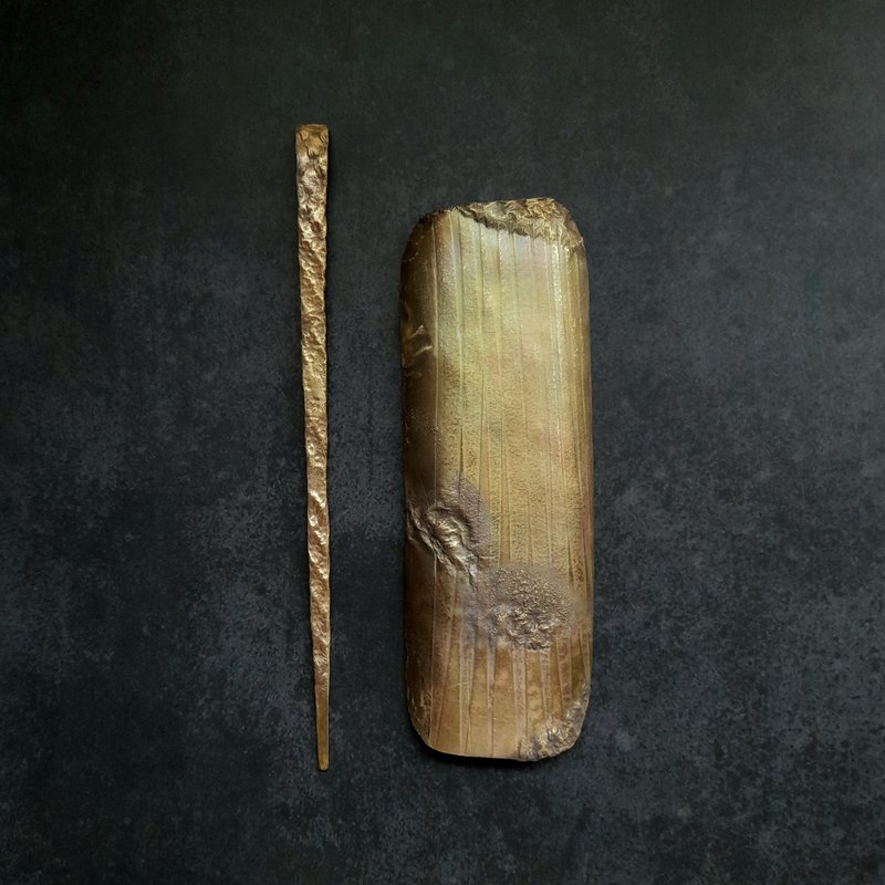 侘寂之美-茶则茶拨组【深致】 - 茶具/茶杯 - 铜/黄铜 金色