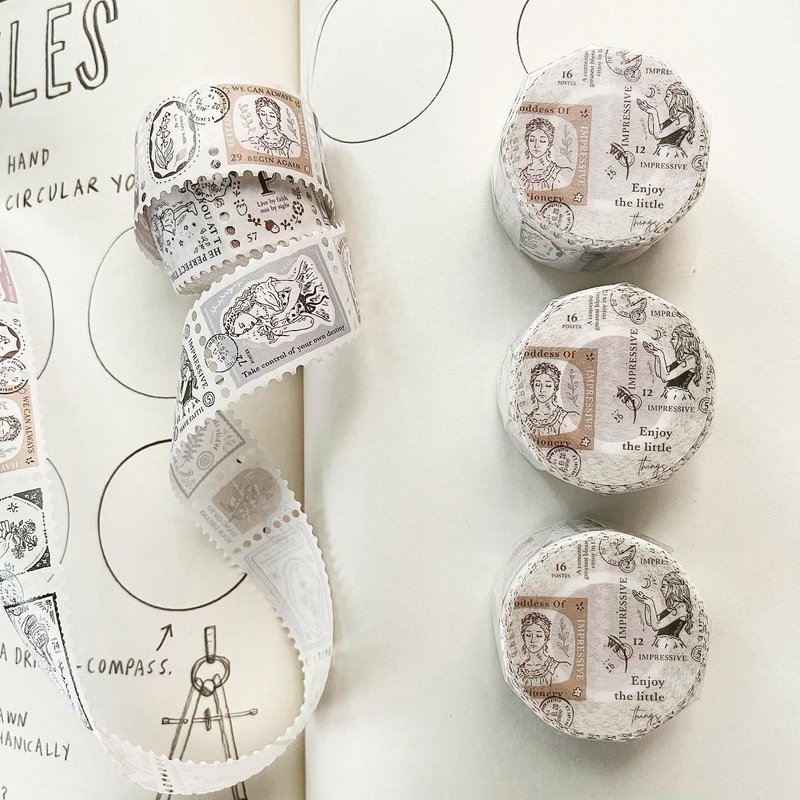 邮票 / 3cm造型纸胶(白色离型纸) - 纸胶带 - 纸 