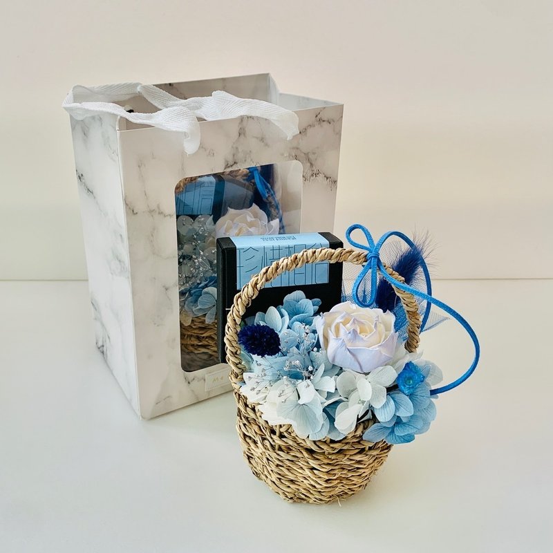 SLL Hope迷你混香-珍惜vs相信 X Mei Story永生花篮-靛蓝 - 干燥花/捧花 - 植物．花 