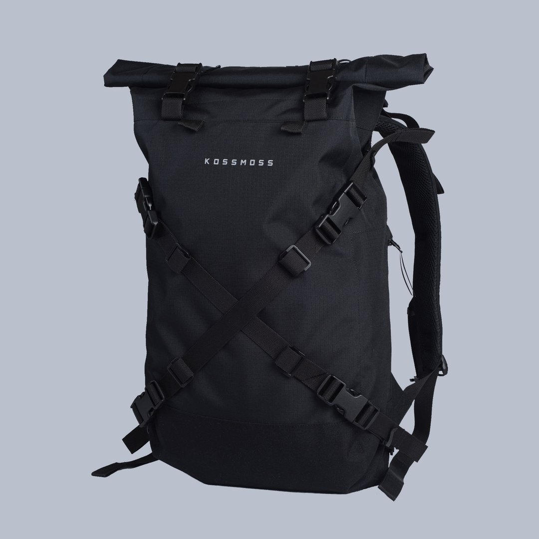黑色卷口后背包 卷口包 - 后背包/双肩包 - 其他材质 黑色