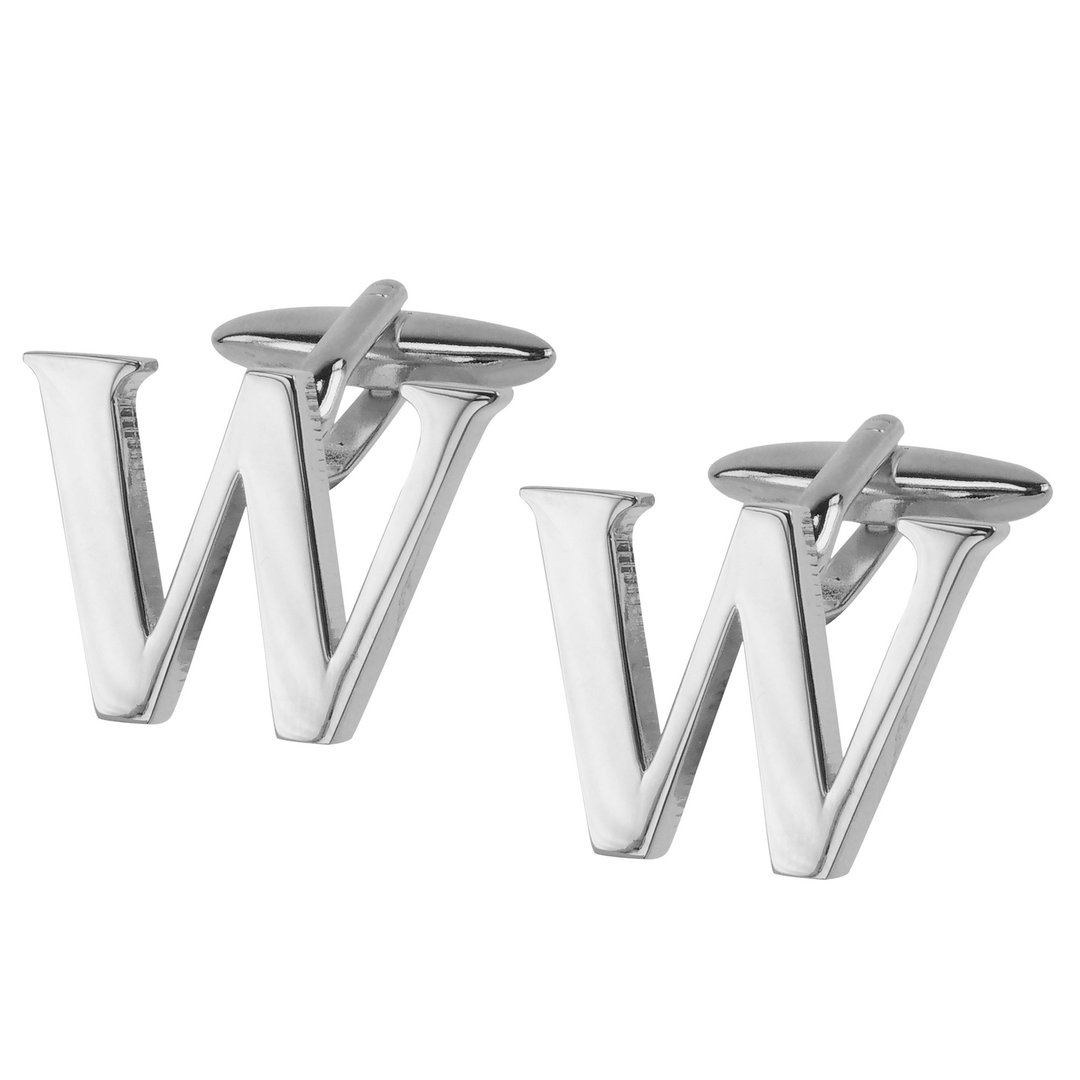 银色字母W袖扣 - 袖扣 - 其他金属 银色