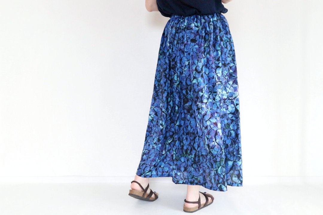 [Order] Exciting Hydrangea Skirt Blue Mother's Day Respect for the Aged Day Birthday - 裙子 - 棉 蓝色