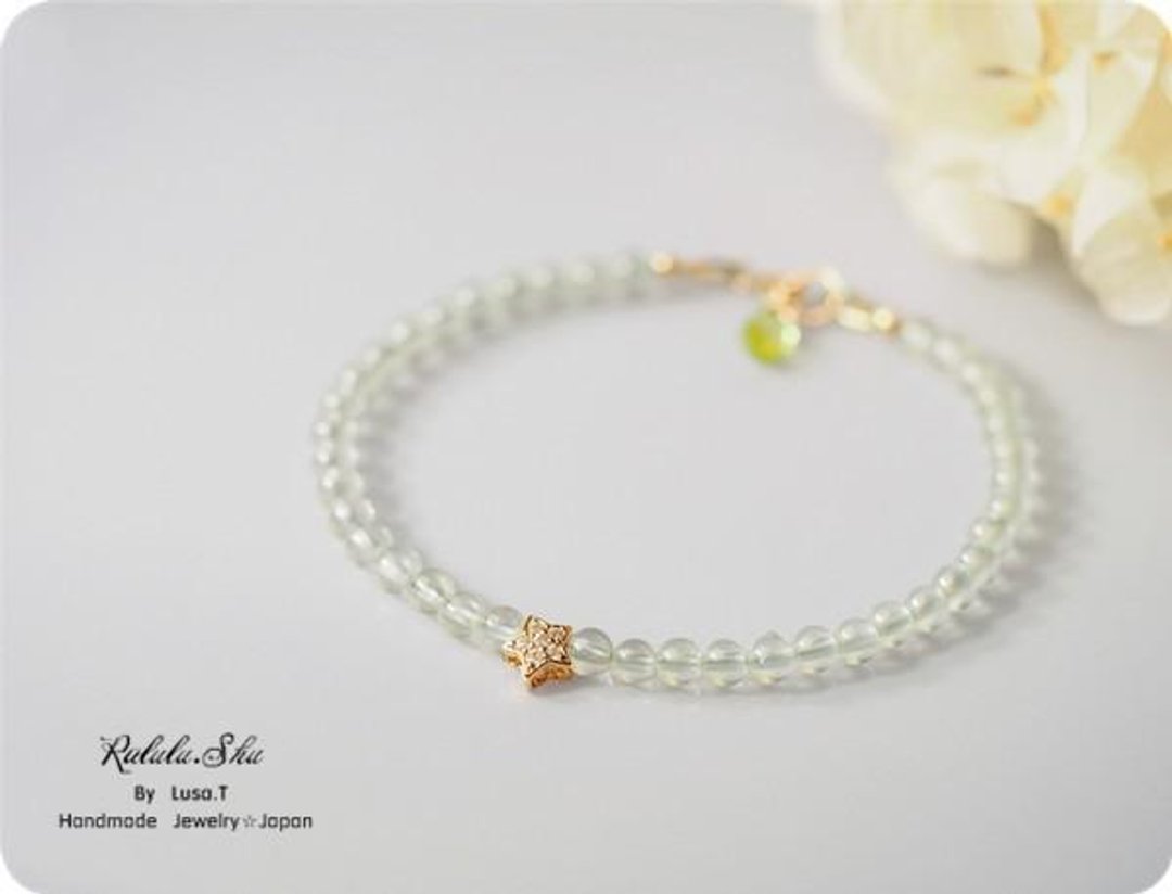 14KGF plenite and peridot bracelet - 手链/手环 - 宝石 