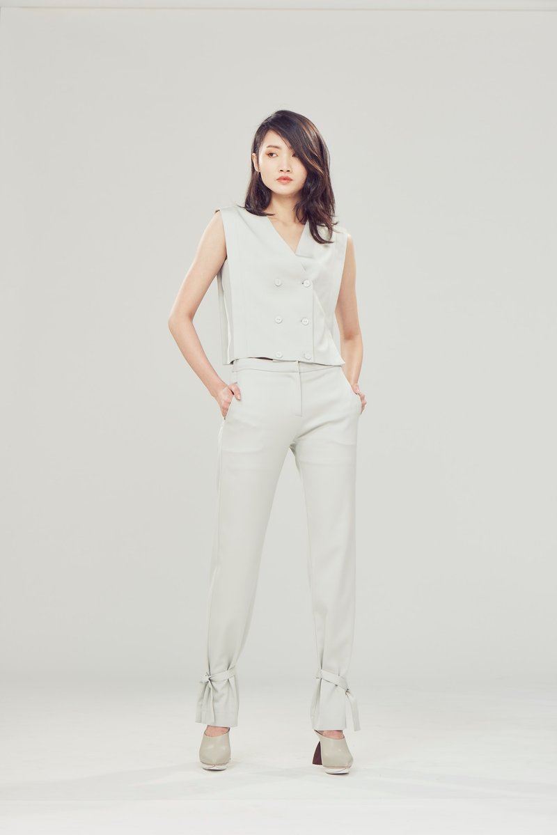 Off-season sale 灰色束口裤 - 女装长裤 - 其他人造纤维 