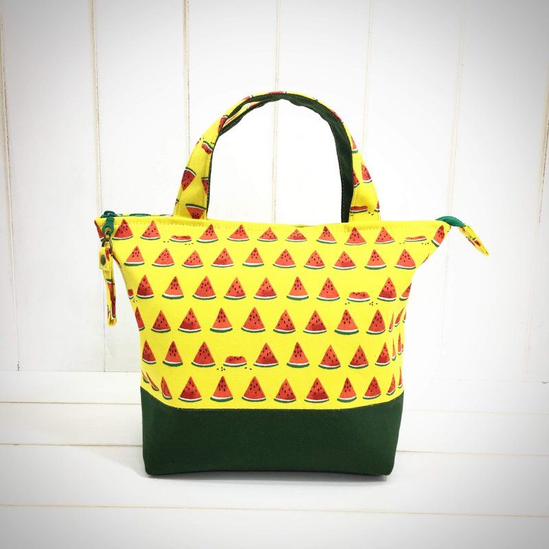  | •R• | 拉链式防水内里手提袋/万用袋 | 鲜西瓜 - 手提包/手提袋 - 棉．麻 