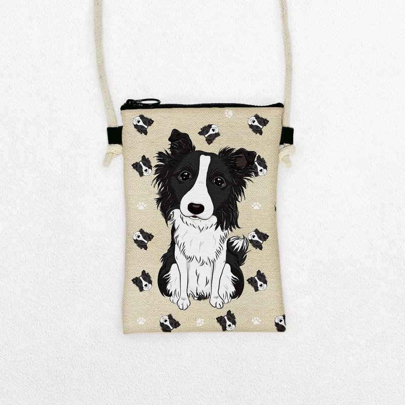 边境牧羊犬 两毛色 宠物图样轻旅随身包 手机包 护照包 散步包 - 外出包 - 聚酯纤维 多色