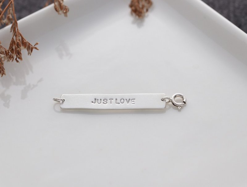 ni.kou 纯银 方形 长吊牌 坠饰 ( 定制 敲字) - 项链 - 其他金属 