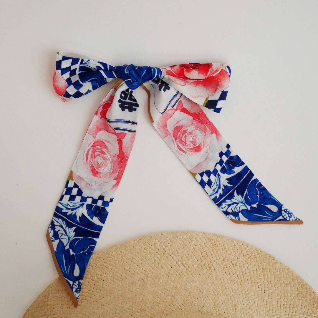 Hand bag wrap strap Design: Mandarin Size 5x90 cm. - 发饰 - 聚酯纤维 蓝色
