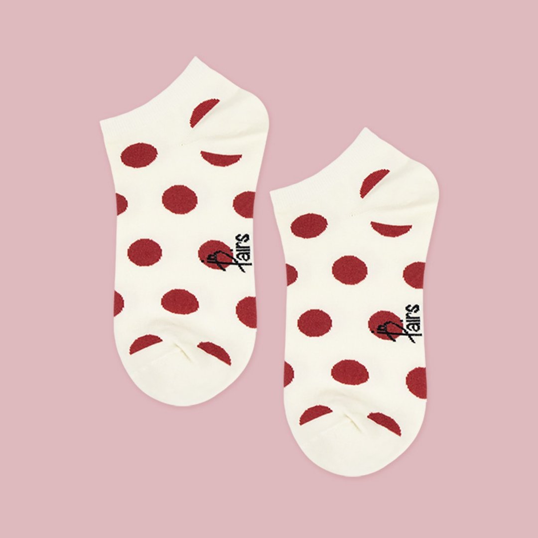 in Pairs | 圆点点船型袜-米 - 袜子 - 棉．麻 多色