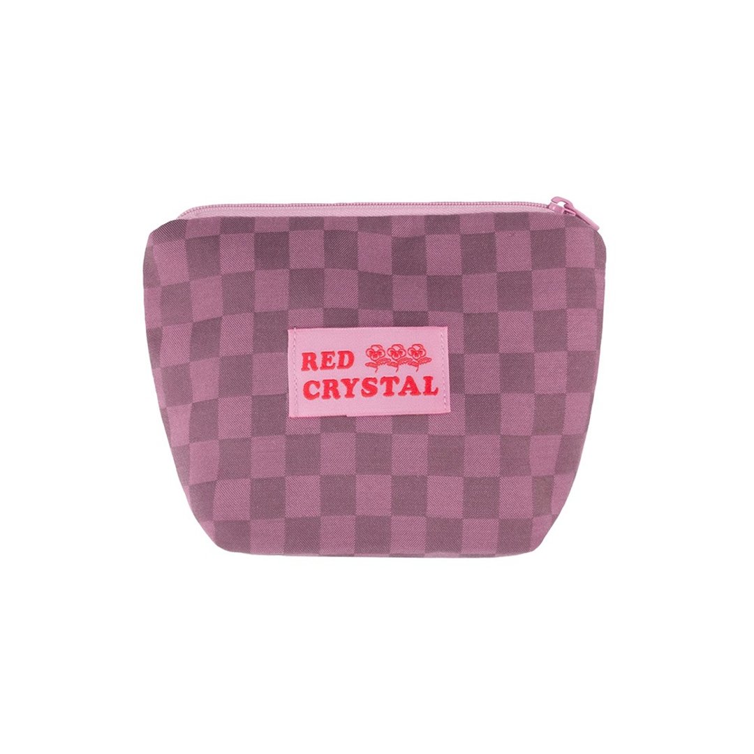CHECKERBOARD POUCH (deep pink) - 零钱包 - 棉 粉红色