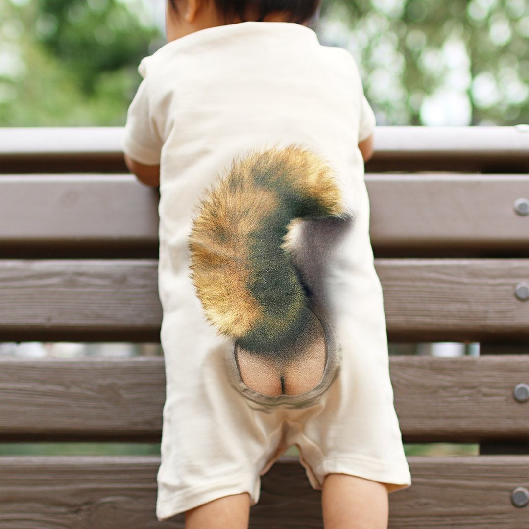 Mimic Rompers/ FOX ver/ Natural/ 70size - 满月礼盒 - 棉 卡其色
