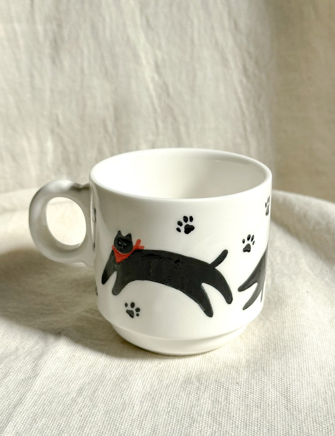 红领巾黑猫 手绘陶瓷杯 - 其他杯子 - 陶 多色