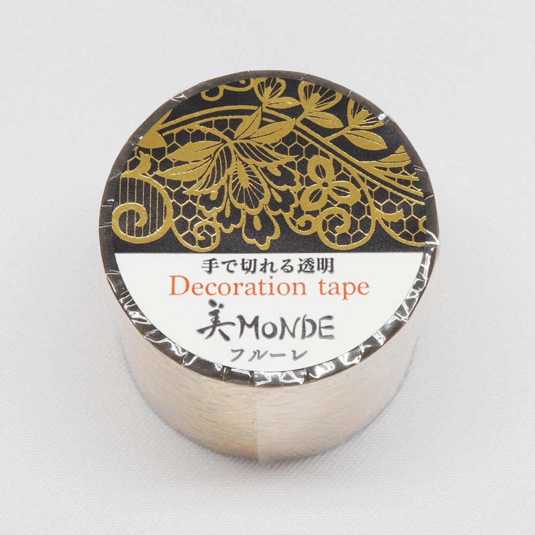 【日本 SAIEN】美MONDE 35mm 烫金透明胶带－蕾光 Fleuret - 纸胶带 - 塑料 