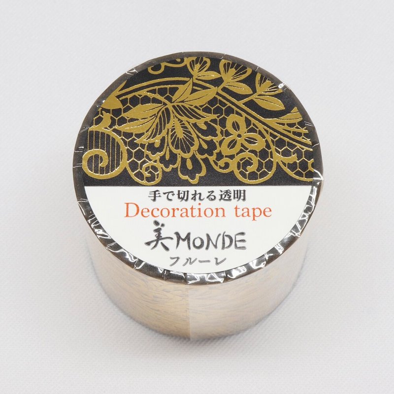 【日本 SAIEN】美MONDE 35mm 烫金透明胶带－蕾光 Fleuret - 纸胶带 - 塑料 