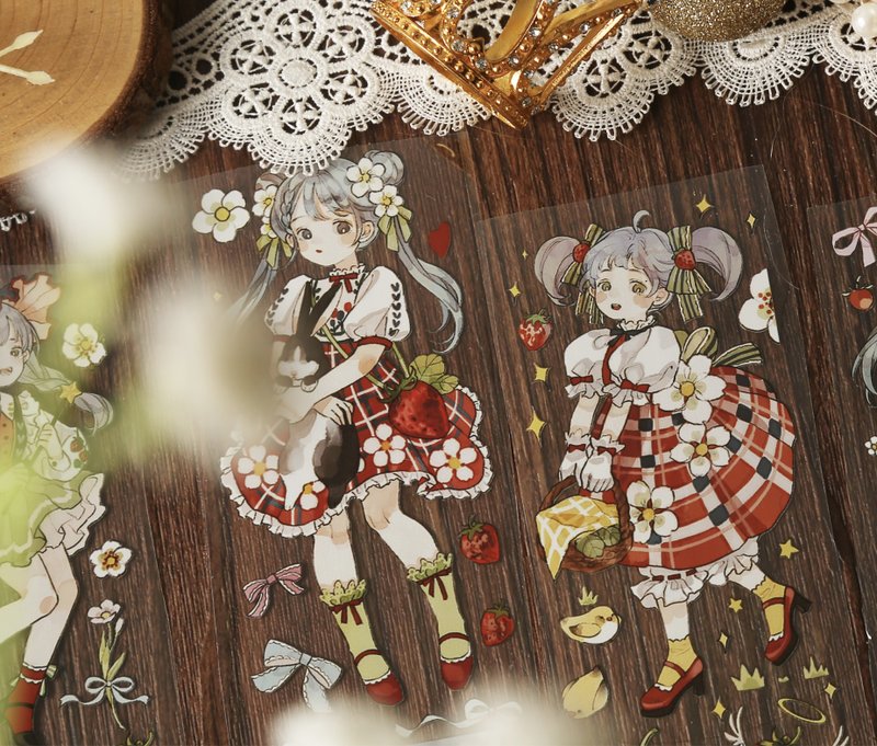 野莓仙踪 魔法小仙子 PET 紙膠帶 貝殼光 10米卷 - 纸胶带 - 其他材质 多色