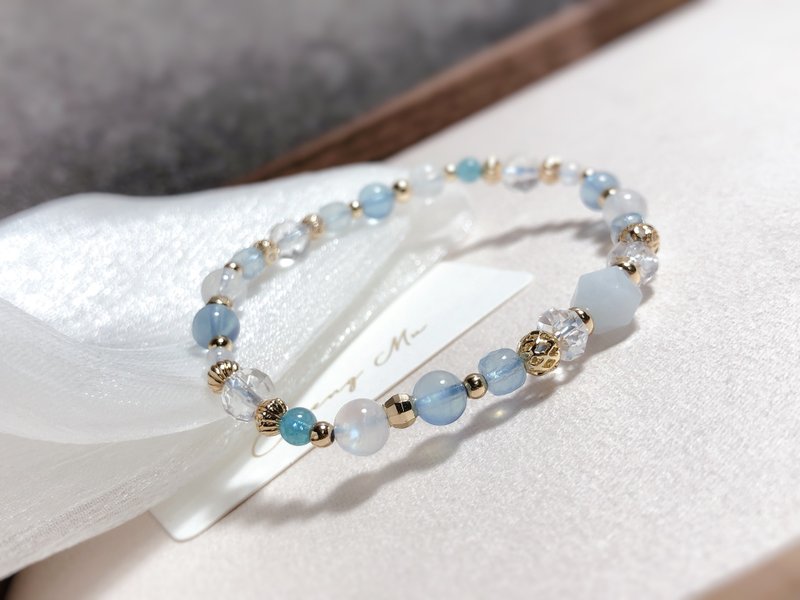 海蓝宝石、月光石、摩根石、白水晶 天然石手链 - 手链/手环 - 水晶 